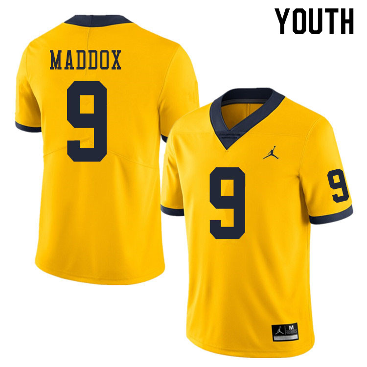 Youth #9 Andy Maddox Michigan Wolverines College Football Jerseys Sale-Yellow